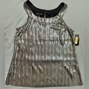 Silver Ruffle Sleeveless Shirt